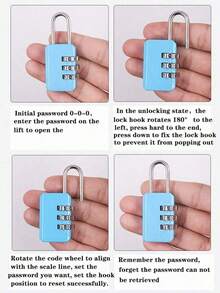 优质金属密码锁 3 位密码组合挂锁行李箱金属密码锁迷你防盗锁抽屉锁非常适合安全旅行配件，适用于健身房储物柜、行李箱和背包，便携式