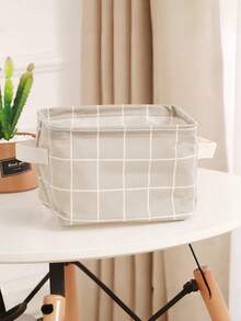 1 pièce Panier de rangement pliable à motif à carreaux, bac de rangement pour jouets, panier de salle de bain, panier de rangement pliable, organiseur de bureau, convient pour un cadeau d'Halloween - Multicolore - Voir 5
