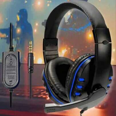 Lightweight Foldable Wired Headphones With Microphone - Detachable 3.5mm Plug, Noise Cancelling For Gaming And Calls, Compatible With Smartphones, Tablets, Laptops