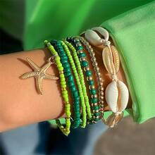 Jewelry Bohemian Vacation Style Beaded Woven Bracelet Starfish Seed Beads Seven-Piece Bracelet - 25134-G - 查看 12