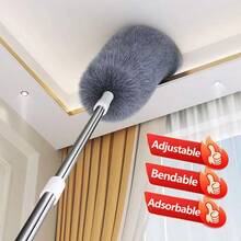 Adjustable And Bendable Microfiber Duster Iron Alloy Material - Washable, Duster 1/2/3pcs Set Bendable Duster With 100-Inch Extension Pole, For Cleaning High Ceilings, Fans, Blinds, Cobwebs, Furniture, Cars - Dust Collector - View 2