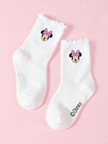Disney 5双正品可爱老鼠图案白色蕾丝儿童船袜，甜美可爱风格，独特卡通设计，时尚休闲舒适透气学生袜，适合日常穿着、返校季和节日礼物，袜子 - 白色 - 查看 6