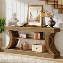 Tribesigns 70.9-Inch Long Farmhouse Entryway Console Table With Storage, 3-Tier Wooden Couch Table Behind Sofa, For Entry, Entrance, Hallway, Foyer, Living Room, Rustic Brown - Brown - View 4