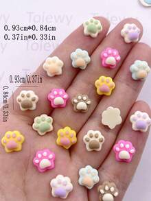 30pcs Mixed Resin Colorful Cartoon Mini Cat Paw Art Flat Back Stone Figurines DIY Scrapbook Decor Jewelry Crafts Accessories - Random mixed - View 3