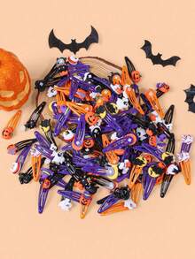 10pcs/20pcs Random Color Cartoon Resin Hair Clips Set, Halloween Girls Bangs Clips, Side Clips, BB Clips - Multicolor - View 2