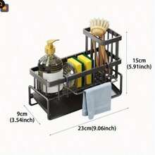 Kitchen Sink Sponge Draining Rack, Self-Draining Kitchen Sink Organizer, Sink Rack, Can Hold Dish Brushes, Rags, Soap, Scrubbing Accessories, Baskets And Containers For Kitchen Storage - E - View 2