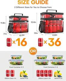 Insulated Lunch Box For Men & Women - Leak-Proof Cooler Lunch Bag With 4 Pockets, Adjustable Strap, Ideal For Work, Picnic, Travel - Medium, Black, 10.2"*6.9"*8.5" - màu đen - Xem 3
