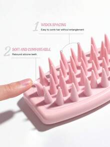 Shampoo Brush Scalp Massager Comb, Silicone Hair Scrubber With Long Handle For Hair Growth And Dandruff Removal, For Home Use Hair Brush Comb(Pink Black Brown Purple)
