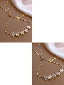 Bộ 1/2 chiếc vòng tay dây rút họa tiết bông tuyết thanh lịch, đính đá lấp lánh, thích hợp đeo hàng ngày, đi biển, mùa hè, đám cưới, dành cho các cặp đôi, ngày Valentine, Giáng sinh, Ngày của Mẹ, sinh nhật và các dịp khác, cũng có thể dùng làm quà tặng. - Nhiều màu - Xem 6