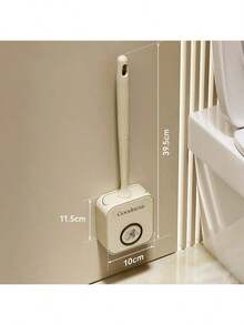 1pc Silicone Toilet Brush, Compact Home Wall-Mounted Cleaning Brush, Detachable Long Handle, Side Breathing Hole, Anti-Leakage, Flat Head, Soft Bristles, Quick Drying, PP, TPR