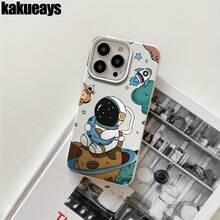Funda protectora para phone con diseño de astronauta de dibujos animados (1 unidad), compatible con phone 16 Pro Max, 16, 15 Pro, 14, 14 Plus/14 Pro Max, 13, 13 Pro, 12 Pro, 11/11 Pro. Regalos para cumpleaños y fiestas. - Negro - Ver 4