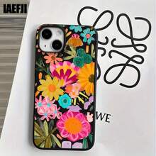 Funda protectora para phone con orificios grandes, diseño de flores. Compatible con phone 16 Pro Max, 16, 15 Pro, 14, 14 Plus/14 Pro Max, 13, 13 Pro, 12 Pro y 11/11 Pro. Regalos para cumpleaños y festivales - Negro - Ver 6