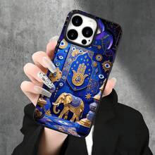 Funda protectora para phone con diseño de elefante de ojos azules y orificios grandes. Compatible con phone 16 Pro Max, 16, 15 Pro, 14, 14 Plus/14 Pro Max, 13, 13 Pro, 12 Pro, 11/11 Pro. Ideal para regalos de cumpleaños y fiestas. - Blanco - Ver 6