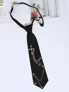 1pc Unisex Fashionable Rhinestone Cross Decor Detachable Solid Color Clip-On Tie, Suitable For Casual, Business, And Daily Wear - Cross - View 15