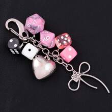 1pc Unisex Fashionable Lucky Dice Keychain, New Multi-Sided Dice Pool Ball Phone Case Bag Car Key Chain Pendant Car Accessories Bag Charm
