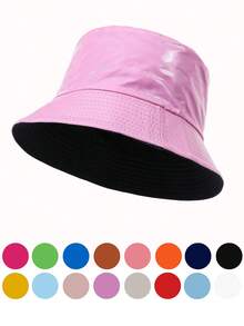 1 pieza Sombrero de cubo de unicolor para mujer, gorra para senderismo con protección UV, ajustable, accesorio de moda para viajes diarios, playa, festivales - sombrero de cubo - Ver 12