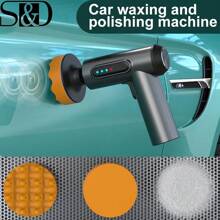 S&D 汽车抛光机无线汽车抛光机套装 USB 充电数字显示适用于家用汽车美容/打蜡洗车 - 黑色 - 查看 1