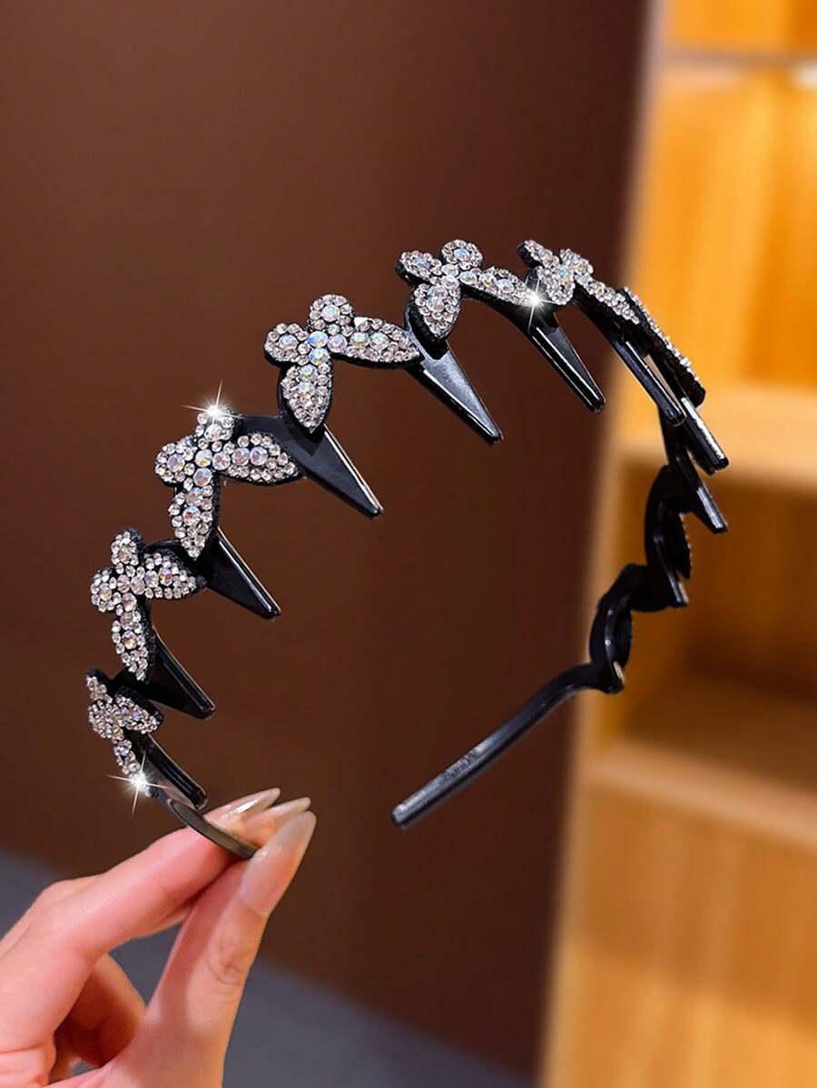 1pc Silver-White Butterfly Headband, Sweet Style Hair Accessory Hairpin, Suitable For Daily Use - White - View 1