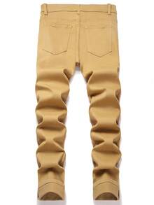 Men's Stretch-Cotton Blend Slim-Fit Jeans Are Suitable For All-Season Casual Motorcycle Rock Fans And Young People - Màu vàng - Xem 2
