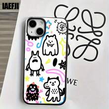 Funda protectora para phone con diseño de graffiti y orificios grandes. Compatible con phone 16 Pro Max, 16, 15 Pro, 14, 14 Plus/14 Pro Max, 13, 13 Pro, 12 Pro, 11/11 Pro. Regalos para cumpleaños y fiestas - Blanco - Ver 3
