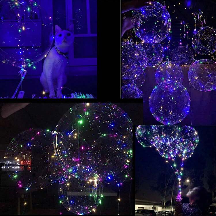 10/20 Pack LED Balloons, 20 Inches Light Up Balloons, Clear Helium Bobo Balloons, Glow Bubble With String Lights For Valentines Day, Halloween, Christmas, Wedding, Birthday Party Decoration - Đèn lồng - Xem 6