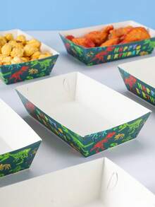 10/24pcs Dinosaur Fossil Food Boxes, Fries Boxes, Popcorn Boxes, Popcorn Boxes, Birthday Party Decor And Home Movie Night Snack Boxes, Suitable For Lunch Box, Bakery Bread, Burger Restaurant - Multicolor - View 5