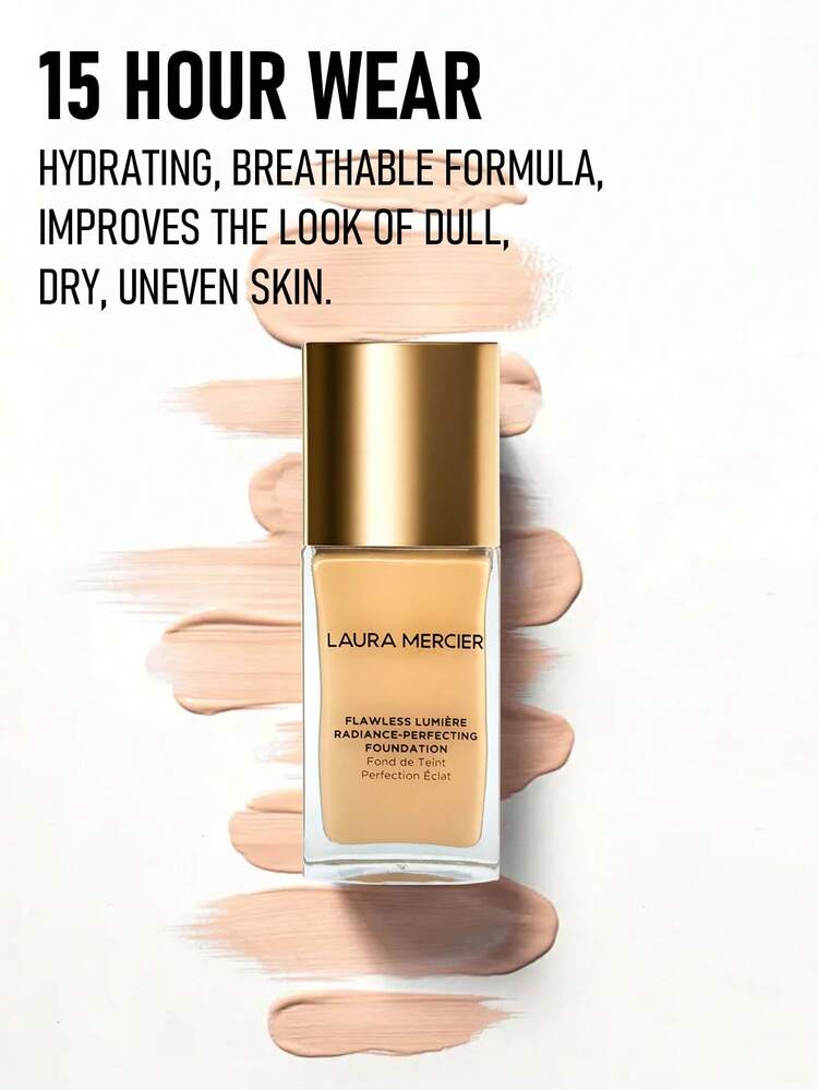 Laura Mercier 无瑕光采粉底液 #2N1 腰果色 30ml/1 盎司 - | 15 小时持久保湿配方，打造透亮肤色 | 中度至高度遮瑕，自然光泽妆效 | 透气配方，提升肌肤光泽，遮盖瑕疵 | 蕴含维生素 C，提亮肤色，改善肤质 | 不致粉刺，适合所有肤质 - 2N1 Cashew - 查看 3