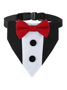 1pc Adjustable Dog Bow Tie Scarf With Bowtie Collar, Polyester All-Season Pet Accessory For Weddings, Parties And Photo Shoots, For Small To Medium Breeds, Elegant Wedding And Party Outfit