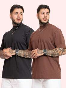 Kit 2 Oversized Premium Cotton Street Style T-Shirts - Black - View 1