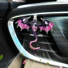 Purple Dragon Car Accessory,1pcs Bling Wyvern Car Air Freshener Vent Clip,Cute Girly Refillable Air Freshener Diffuser,Dazzing Rhinestone Dashboard Decoration For Women - 1 - 查看 2