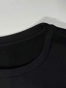 Women's Plus Size Casual Sweatshirt - "KA-KAW" Artistic Graphic, Long Sleeve, Round Neck, Polyester, Fall/Winter, Machine Washable, Ladies Sweaters - 黑色 - 查看 4