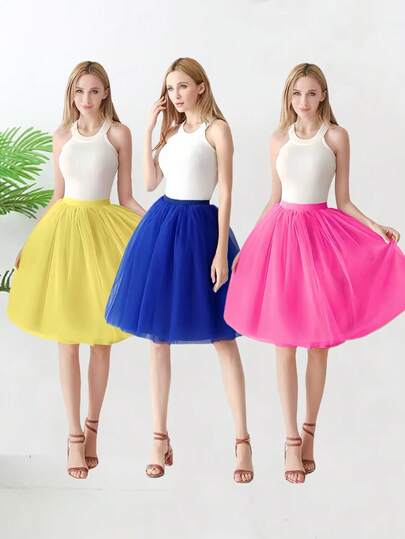 1 buah Rok Selutut Wanita, Tersedia dalam warna Pink, Biru Muda, Champagne, Biru Keabu-abuan, Putih, Merah, Hitam, Hijau Zaitun, Merah Mawar, Biru Tua, Kuning, Rok Panjang Warna Polos, Musim Panas