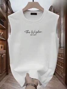 The Wisdom Men's Training Tank Top Premium Cotton Printed Gym Fashion Walking - 白色 - 查看 1