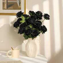 1/3/5/160 pezzi Rosa in velluto artificiale singola stelo, 50 cm, profumo di fiori di seta finti, decorazione floreale per matrimoni, vasi per la casa, camera da letto, forniture per feste di compleanno e vacanze, decorazione da giardino e casa per la primavera - nero - Visualizzare 4