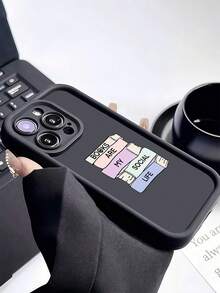 1 pieza Funda de teléfono a prueba de golpes con cobertura total de TPU con gráfico de libros apilados negros compatible con Apple 16, 15, 14, 13, 12, 11 Pro Max, Series