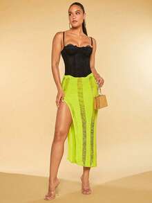 Women's Cropped Corset Top With Lace-Up And Spaghetti Straps, Shapewear For Parties And Nightclubs, Sleeveless Punk Jacket, Cosplay Costume, Cropped Bustier With Tight Fit And Lace, Sexy Corset Tank Top In Tight Mesh. Waist Cinching And Figure Shaping - màu đen - Xem 10