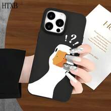 Funda protectora para phone con orificios grandes, diseño de pato blanco y signo de interrogación, compatible con phone 16 Pro Max, 16, 15 Pro, 14, 14 Plus/14 Pro Max, 13, 13 Pro, 12 Pro y 11/11 Pro. Regalos para cumpleaños y festividades - Negro - Ver 8