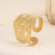 European And American Fashion Hollow Texture 18K Stainless Steel Bracelet, Exaggerated Open Bracelet, Adjustable Hydraulic Bracelet, Adjustable Size - 金色 - 查看 6