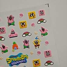 SpongeBob SquarePants 1pc SpongeBob Cartoon Nail Art Sticker, Anime DIY 3D Nail Sticker, Art Decor Self-Adhesive Waterproof Sticker, Nail Art Gift, Halloween Gift, Christmas Gift - Multicolor - View 4