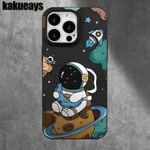 Funda protectora para phone con diseño de astronauta de dibujos animados (1 unidad), compatible con phone 16 Pro Max, 16, 15 Pro, 14, 14 Plus/14 Pro Max, 13, 13 Pro, 12 Pro, 11/11 Pro. Regalos para cumpleaños y fiestas. - Negro - Ver 5