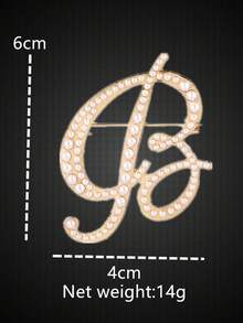 1pc 26 English Letter Pearl Brooch Pin, Fashion Versatile Clothing Anti-Slip Decoration, Scarf Clip, Shoes, Hat Accessory, Retro - Yellow Gold - View 6
