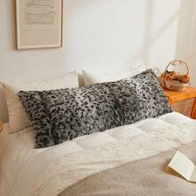 20x54 Fluffy Cheetah Print Body Pillow Cover, Leopard Print Plush Fuzzy Pillowcase With Zipper, Farmhouse Shaggy Long Pillow Cover Women Side Sleepers, Pink - 豹紋灰色 - 查看 12