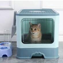 Fully Enclosed Drawer-Type Cat Litter Box, Cat Litter Box, Fully Enclosed Large Drawer, Top-Entry, Odor-Proof And Splash-Proof, Cat Toilet, Cat Supplies - Grey - View 7