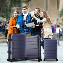 Juego de 3 piezas de equipaje de mano Hueas, maletas rígidas ligeras expandibles de ABS+PC con ruedas giratorias y candado TSA, bolsa de viaje y bolsa de aseo, color blanco - Azul - Ver 8