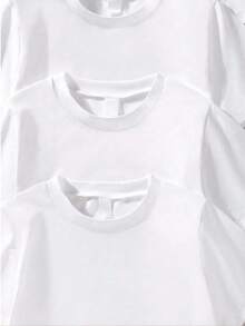 Set de 4 camisetas básicas y casuales de color blanco o negro para niños de 3 a 7 años, adecuadas para usar de forma casual, para hacer deporte, ideales para el uso diario. Cuatro Camisetas básicas con Diseño clásico de manga corta y cuello redondo para niños. - Blanco - Ver 4