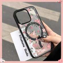 Funda para móvil con carga inalámbrica, estampado floral pequeño, resistente a caídas y golpes. Compatible con phone 16 Pro/16 Pro/16 Plus/16/15/14/13/12/11/XS Max/XS. - Negro - Ver 1