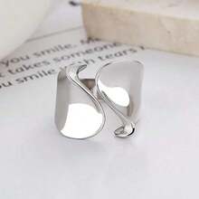 Plated Rings For Women Couple Minimalist Handmade Simple Big Ring Party Jewelry Gift - 銀牌 2 - 查看 3