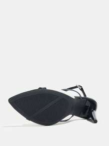 Women's High Heel Shoes, Fashionable And Elegant For Parties, Outdoor Events, And Formal Occasions. Features Metallic Pointed Toe, T-Strap Design, Adjustable Ankle Strap, And Reptile Textured Material For A Sexy And Sophisticated Look. Suitable For Formal Wear, Galas, And Dances. - White - View 8