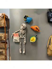 5/2/1pc Random Style Magnetic Movable Skeleton Fridge Magnet - Retro Fantasy Theme, Home Decor, Durable Plastic Octagonal Design, Funny Gift For Halloween, Valentine's Day, Easter, Thanksgiving - Kitchen & Dining Decoration, Cute Fridge Magnet, Seasonal Decor, Humorous Skeleton, Lightweight Home Accessory, 2D Flat, Fun Decoration - Multicolor - View 2