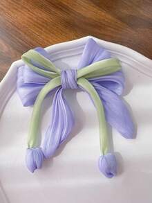 1pc/2pcs Tulip Hair Clip, Half Bun Beach Holiday Hair Accessory, Tulip Hair Scrunchie, Bow Ponytail Clip, Hair Accessories, Home Beauty Women Accessory Gifts - Purple - View 8